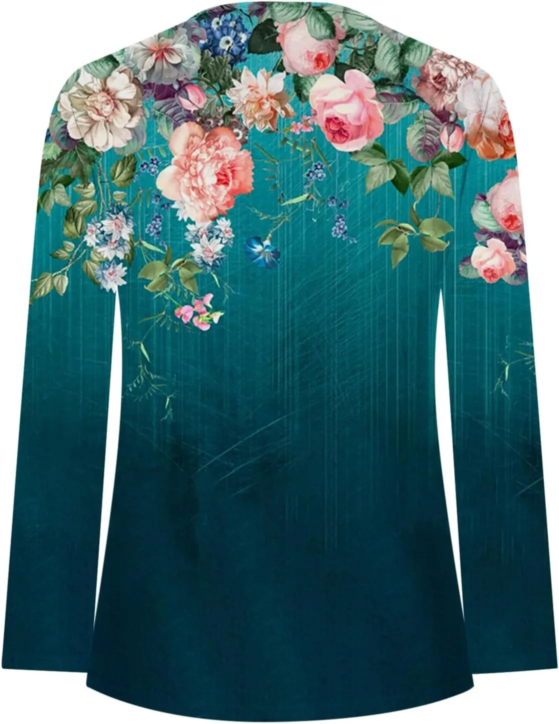 Tops for Women Dressy Casual 2024 Bohemian Floral Print Empire Waist Pleated Tunic Shirt Button Up Loose Comfy Blouse