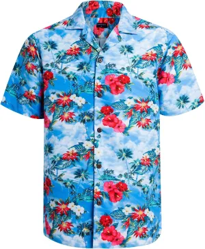 Tropical Storm Hawaiian Shirts for Men Short Sleeve Regular Fit Mens Floral Shirts