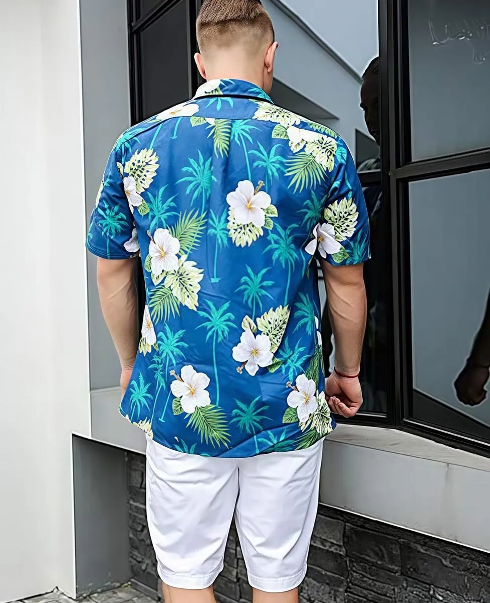 Tropical Storm Hawaiian Shirts for Men Short Sleeve Regular Fit Mens Floral Shirts