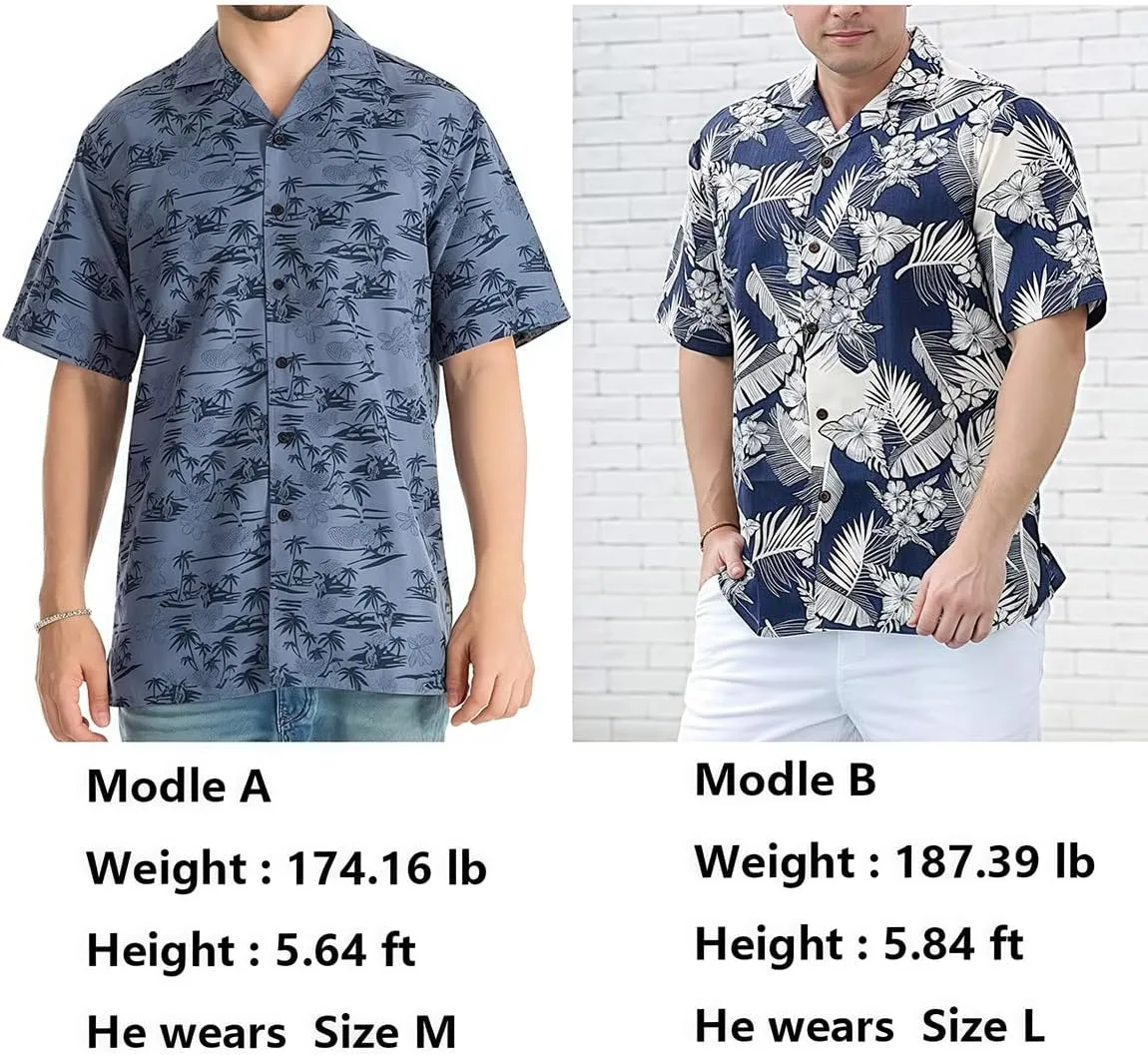 Tropical Storm Hawaiian Shirts for Men Short Sleeve Regular Fit Mens Floral Shirts
