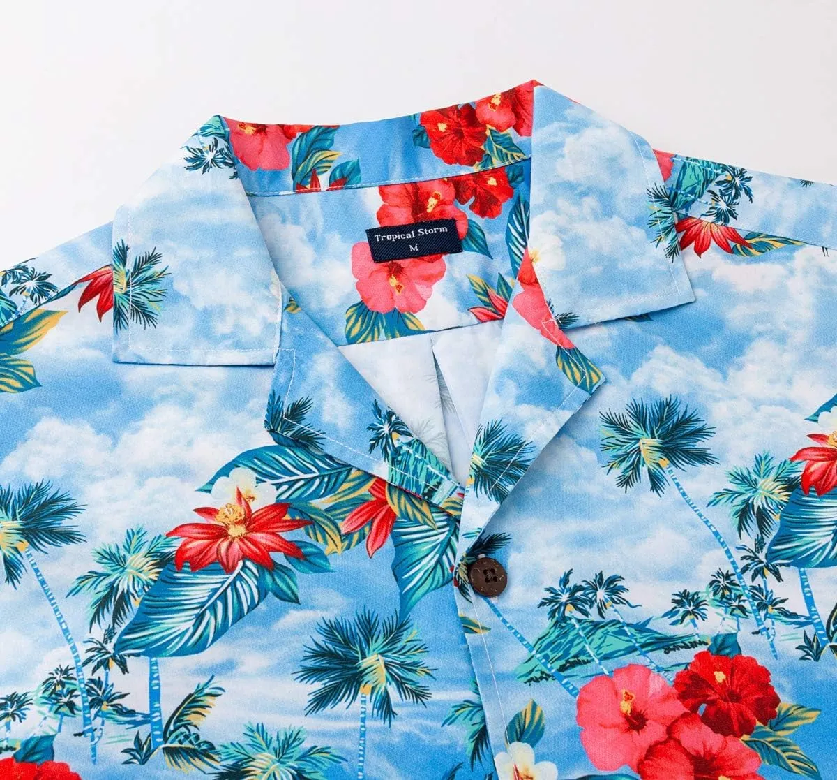 Tropical Storm Hawaiian Shirts for Men Short Sleeve Regular Fit Mens Floral Shirts