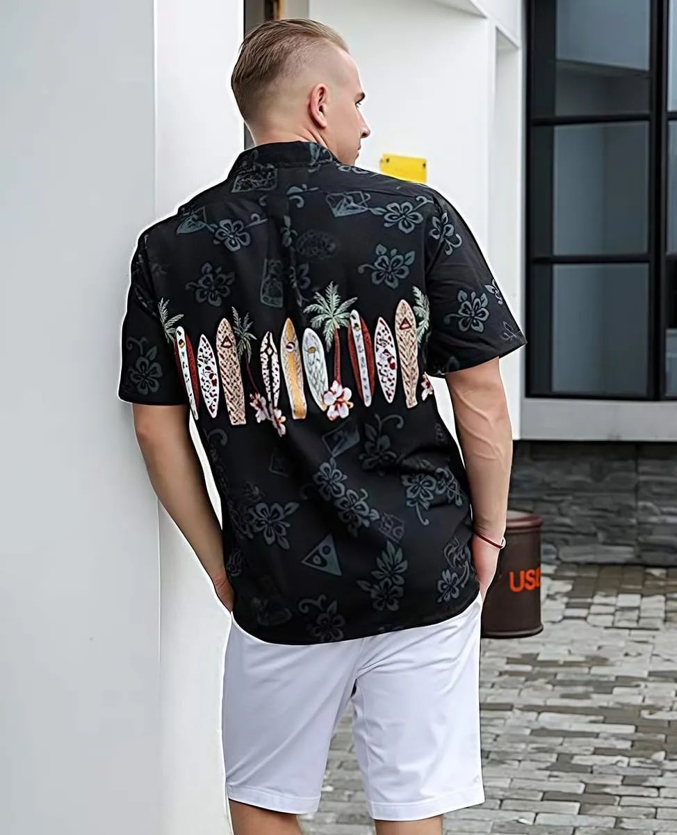 Tropical Storm Hawaiian Shirts for Men Short Sleeve Regular Fit Mens Floral Shirts