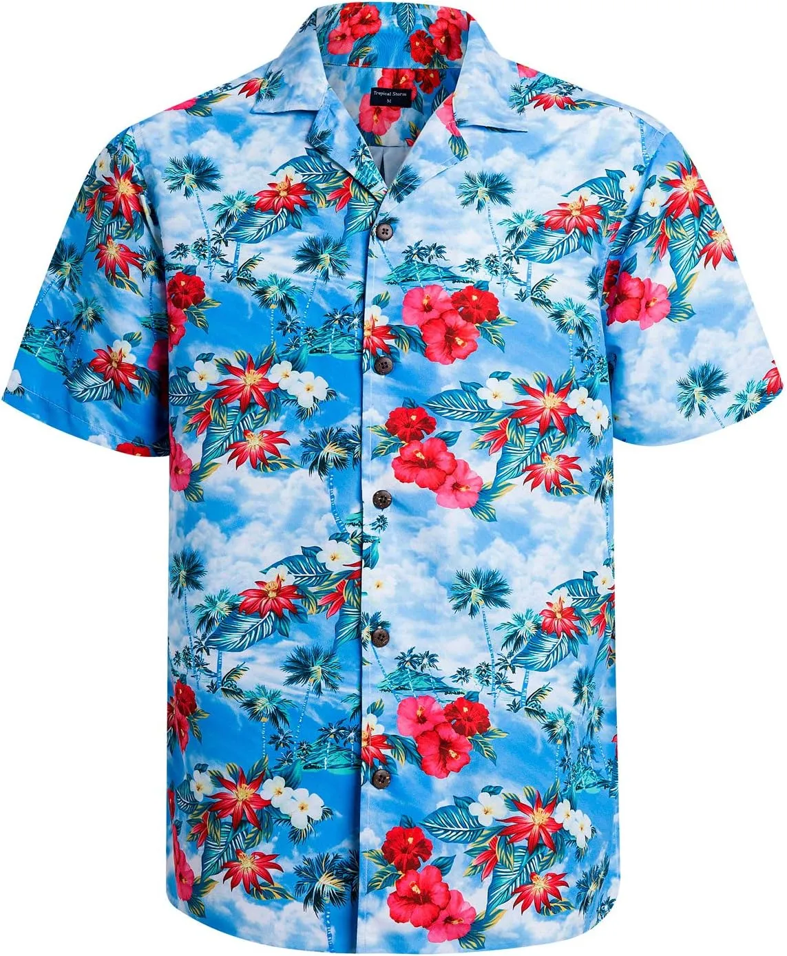 Tropical Storm Hawaiian Shirts for Men Short Sleeve Regular Fit Mens Floral Shirts