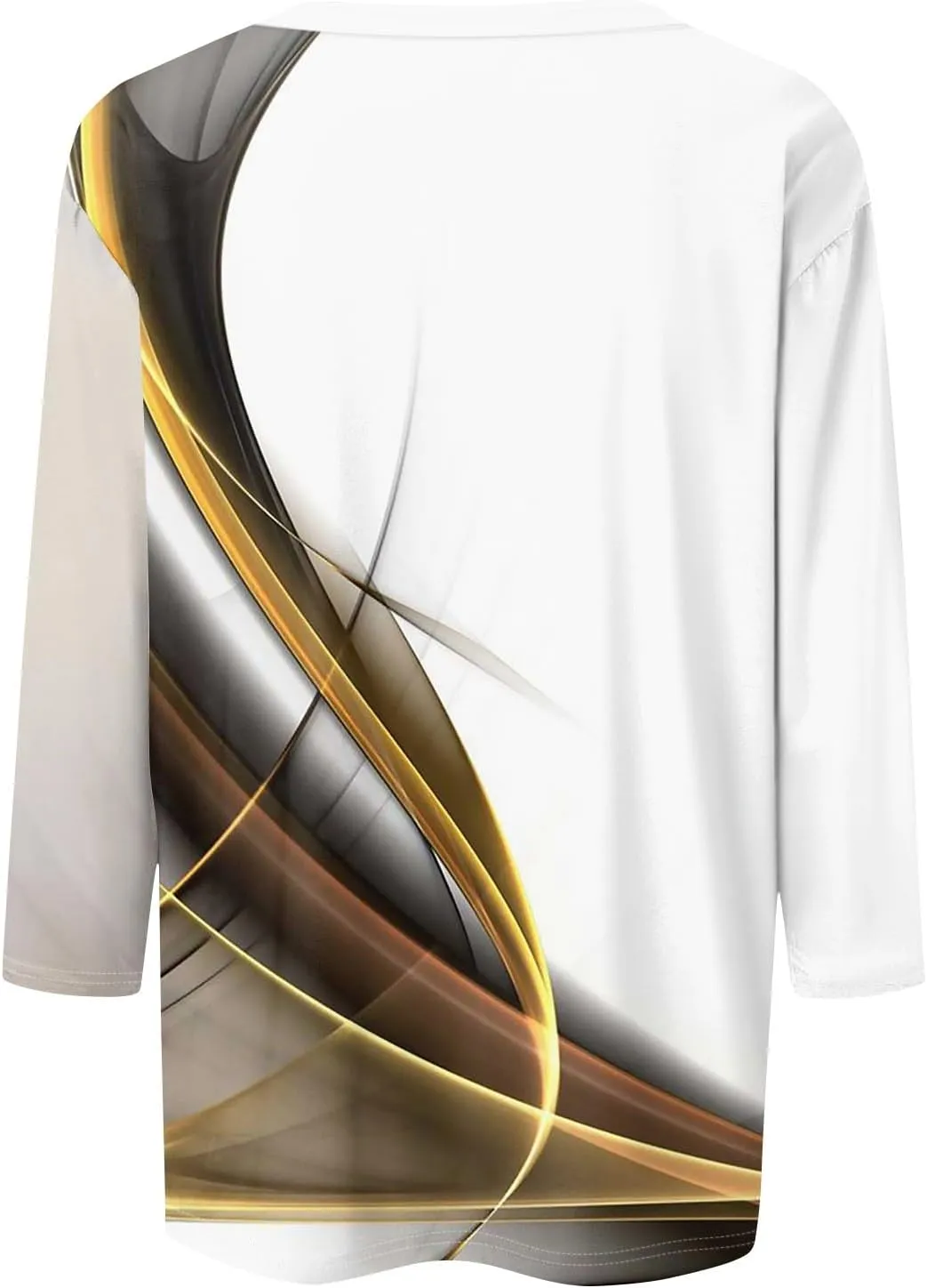 Tshirts Shirts for Women O-Neck 3/4 Sleeve Shirts Printed Basic Blouses Cute Loose Fit Tunic Casual Trendy Clothing