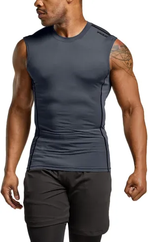 TSLA Men's Sleeveless Workout Shirts, Dry Fit Running Compression Cutoff Shirts, Athletic Training Tank Top