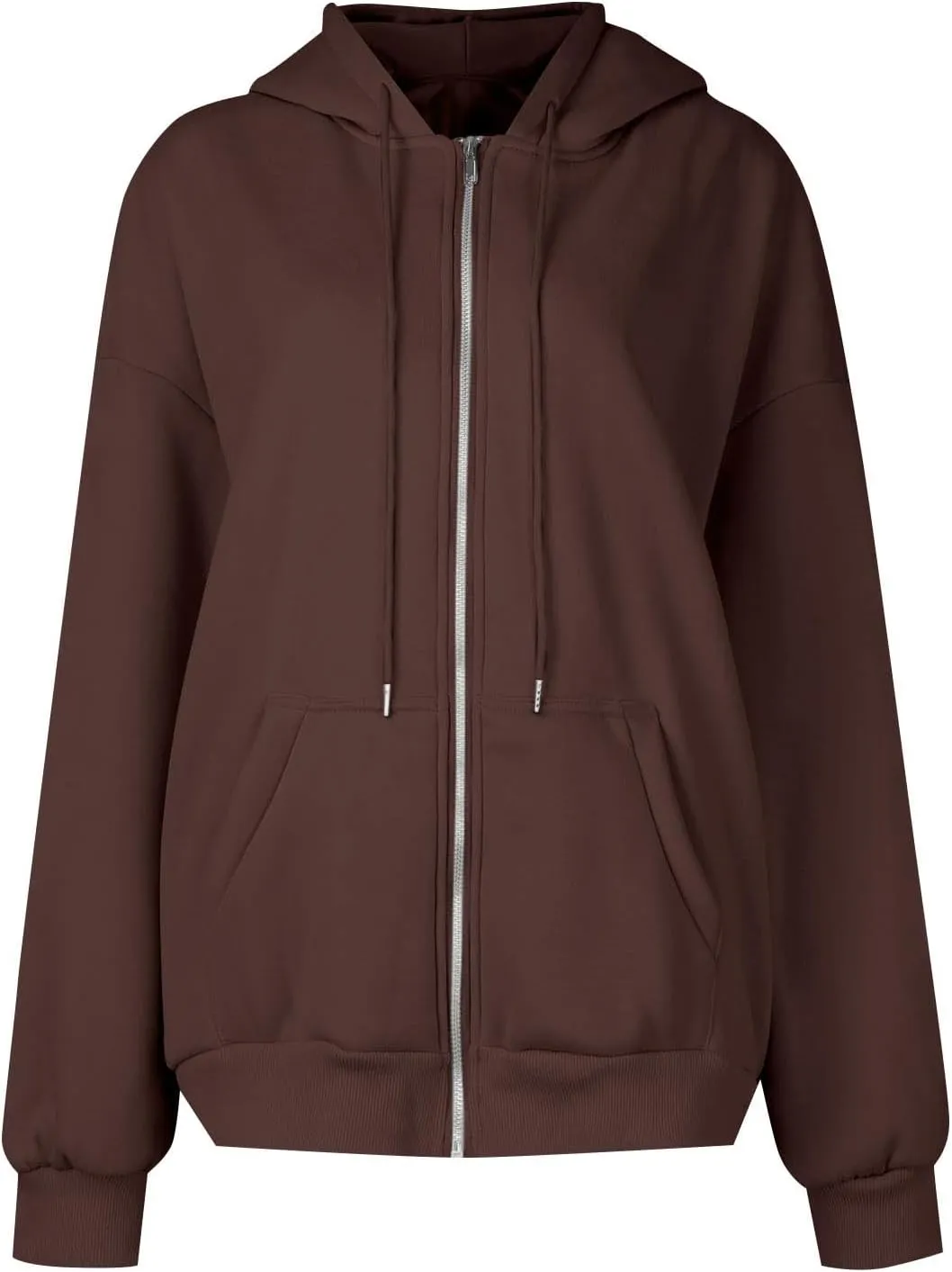 TWGONE Womens Zip Up Hoodies Long Sleeve Oversized Sweatshirts Y2K Jacket Pockets Fall Winter Outfits Fashion Clothes