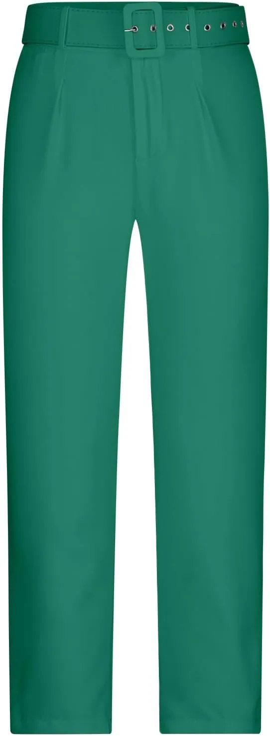 Uillui Dress Suit Pants for Women Business Casual Straight Leg Trouser Dressy High Waist Office Work Pant Slacks with Belted