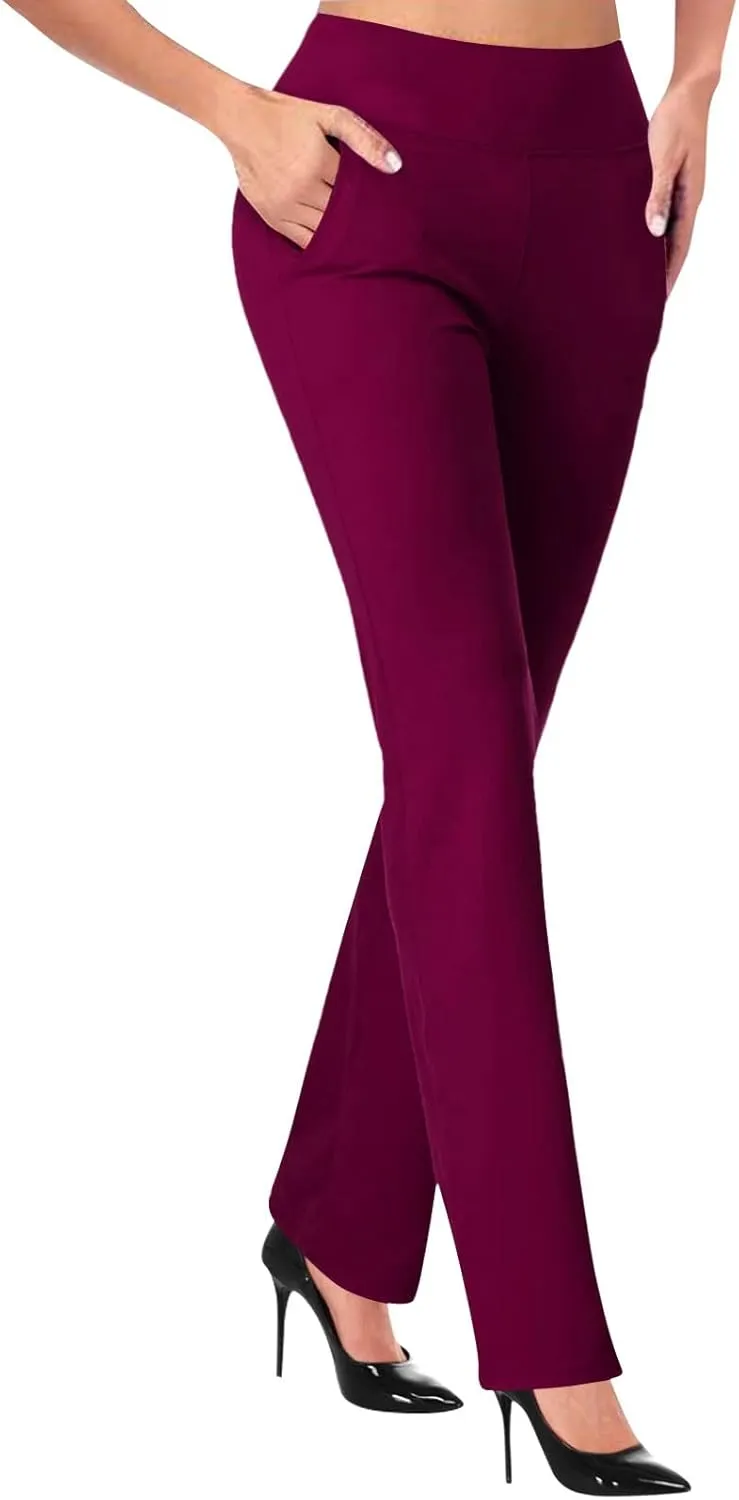 Uillui Formal Suit Pants for Women High Waist Slim Fit Straight Leg Trousers Dressy Casual Business Work Bootleg Pant Slacks