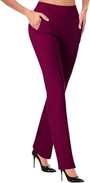 Uillui Formal Suit Pants for Women High Waist Slim Fit Straight Leg Trousers Dressy Casual Business Work Bootleg Pant Slacks