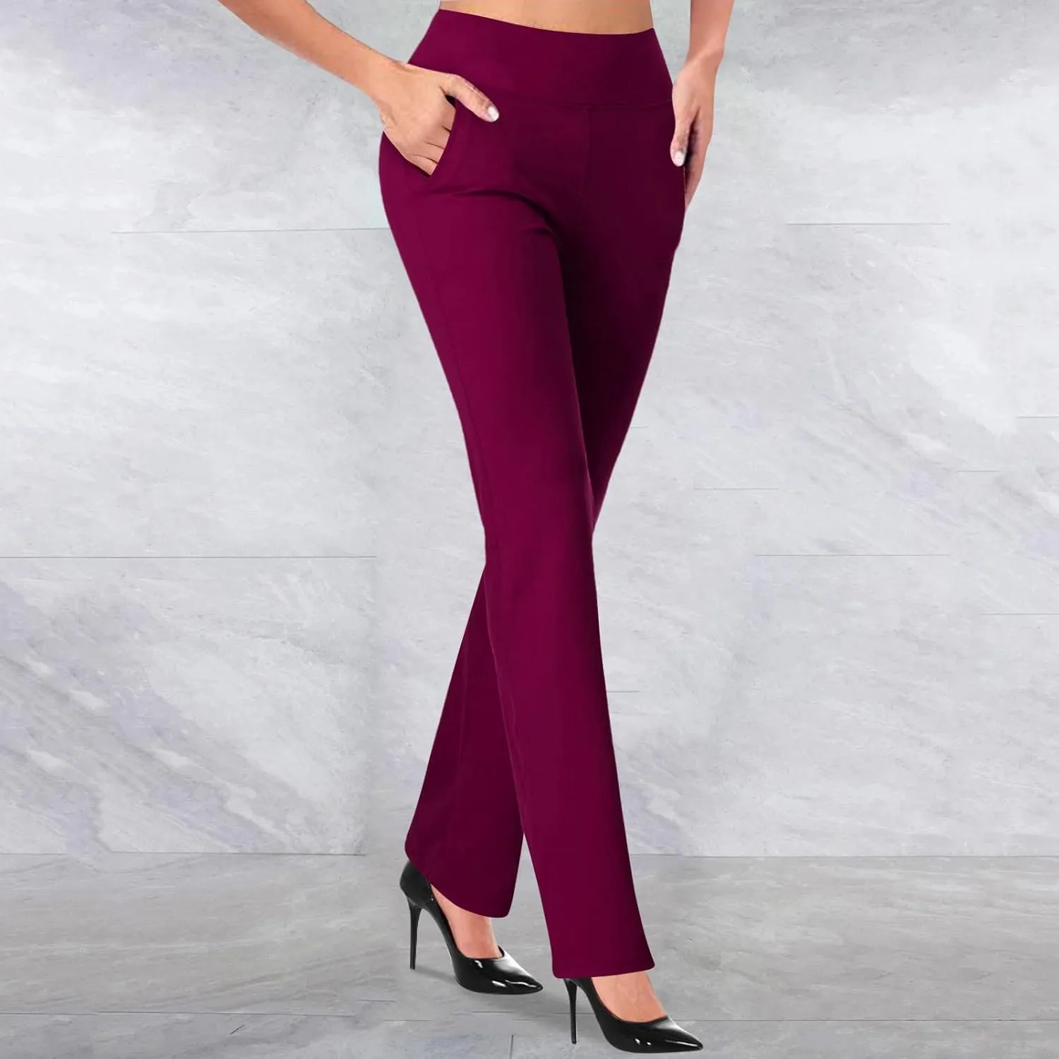 Uillui Formal Suit Pants for Women High Waist Slim Fit Straight Leg Trousers Dressy Casual Business Work Bootleg Pant Slacks