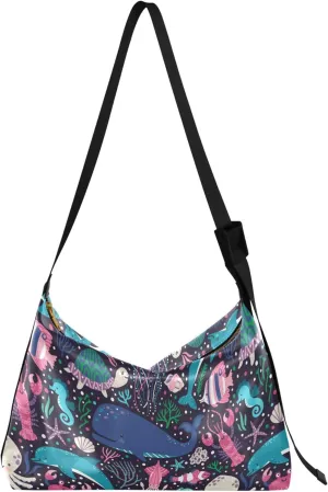 Underwater Life Octopus Whale Ladies Leather Handbags Hobo Large Purses Cartoon Animal Print Crossbody Hobo Handbag