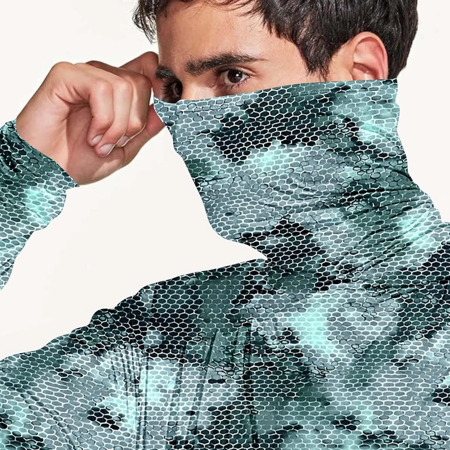 UV Protection Shirts for Men with Mask UPF 50  Rash Guard Long Sleeve Hooded Outdoor Hiking Fishing Quick Dry Hoodies