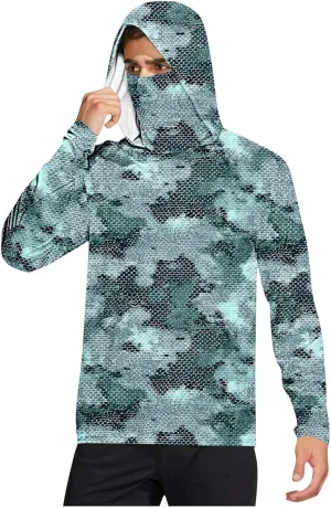 UV Protection Shirts for Men with Mask UPF 50  Rash Guard Long Sleeve Hooded Outdoor Hiking Fishing Quick Dry Hoodies