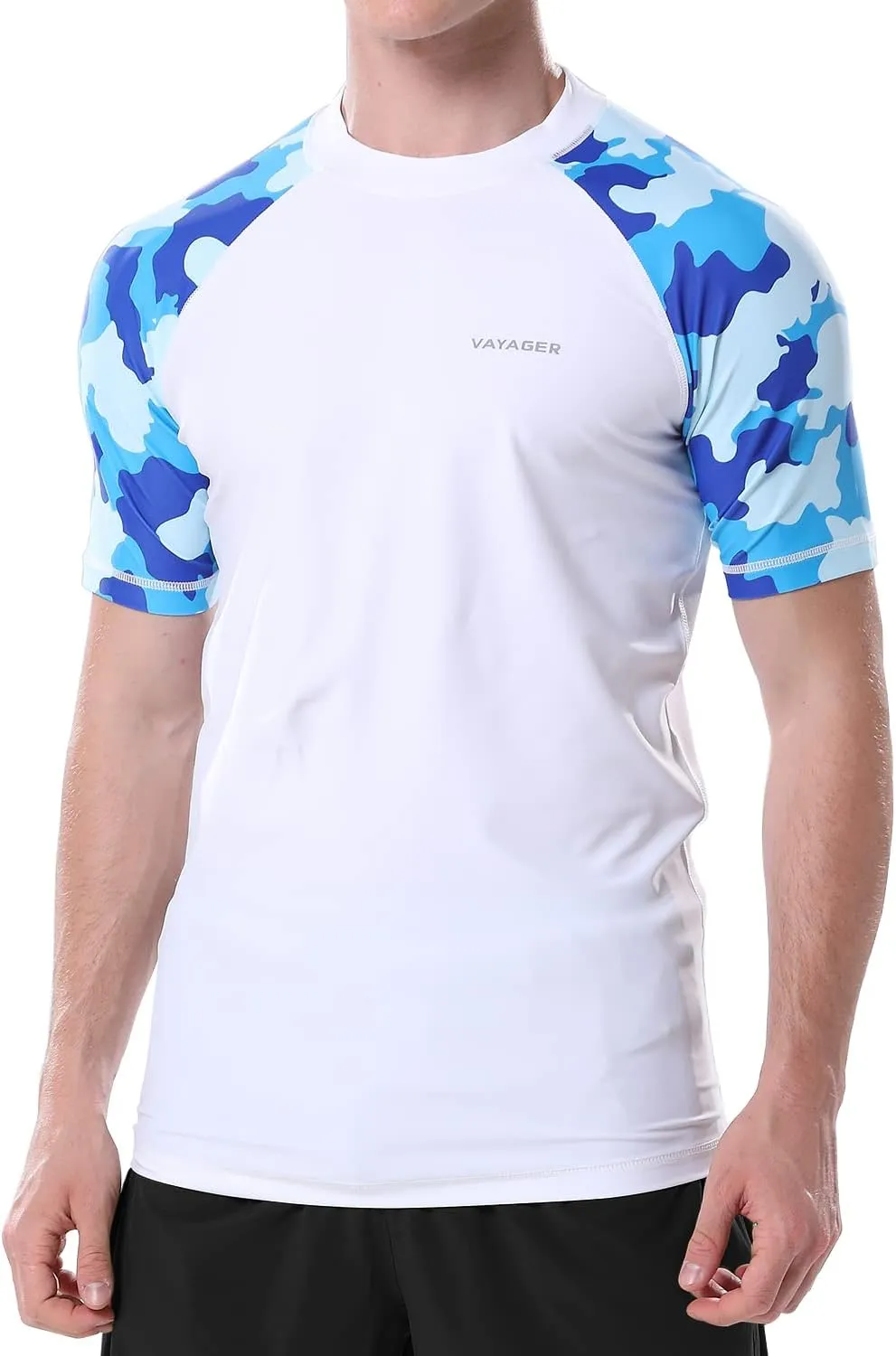 VAYAGER Men's Swim Shirts Rash Guard UPF 50  Quick Dry T-Shirt Loose Fit Water Surfing T Shirts