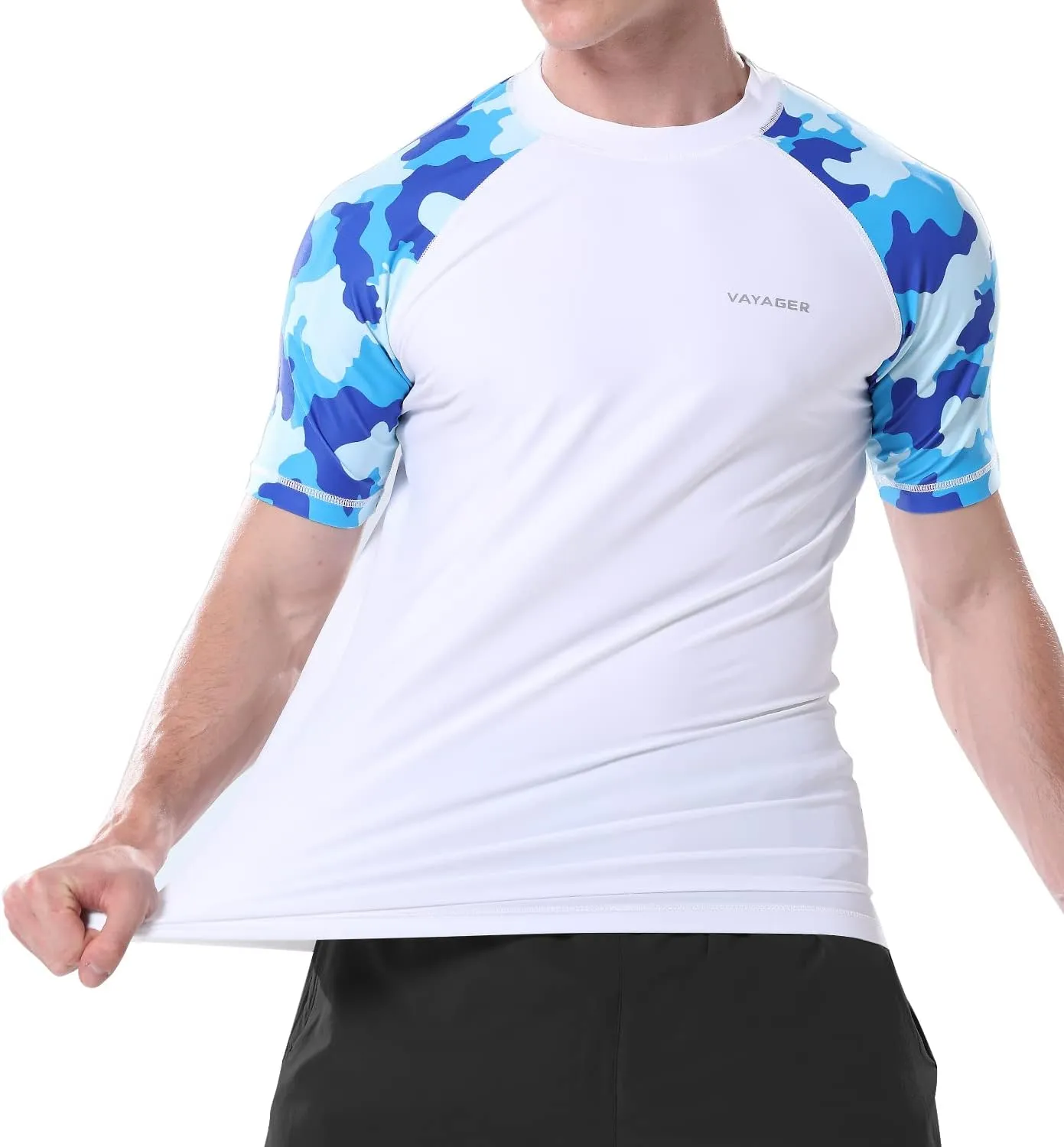 VAYAGER Men's Swim Shirts Rash Guard UPF 50  Quick Dry T-Shirt Loose Fit Water Surfing T Shirts