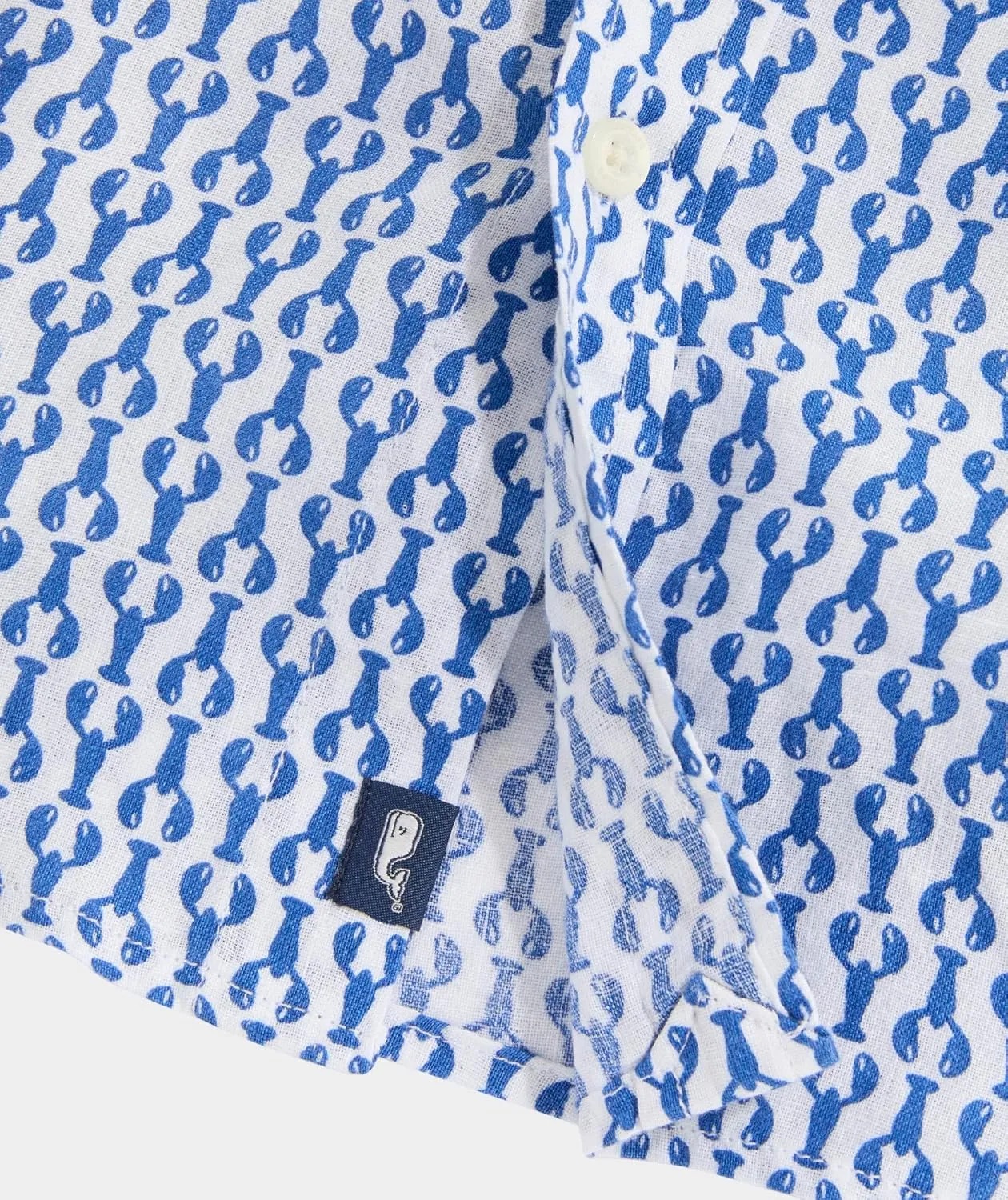 vineyard vines Men's Linen Short-Sleeve Micro Lobsters Shirt