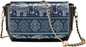 Vintage Ethnic Elephant Crossbody Bags for Women, Trendy Small Shoulder Bag, PU Leather Clutch Purse Underarm Handbag Satchel HandBag with Adjustable Metal Chain
