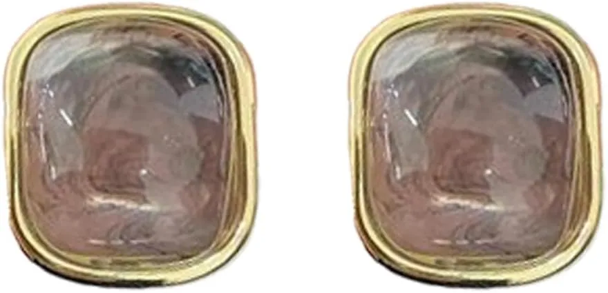 Vintage Square Stud Earrings for Women Geometry Crystal Studs Chunky Statement Earrings Fashion Hypoallergenic Ear Jewelry