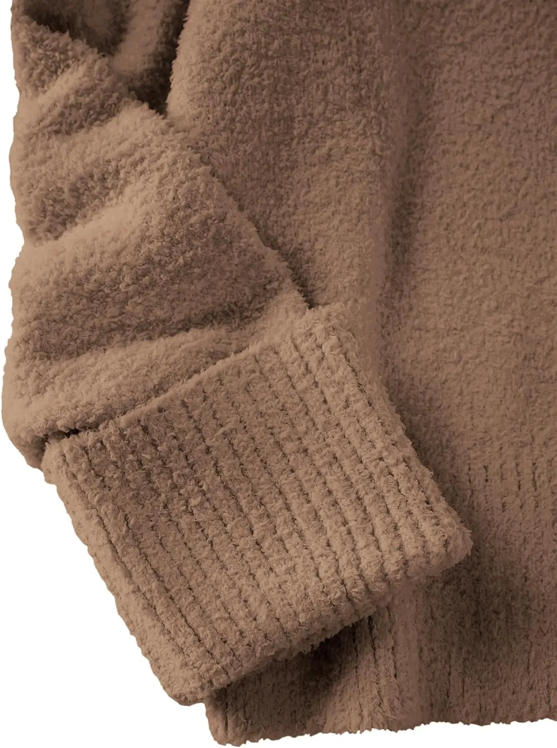 Vrtige Women's Oversized Sweater Fuzzy Chunky Knit V Neck Long Sleeve Warm Pullover Sweater