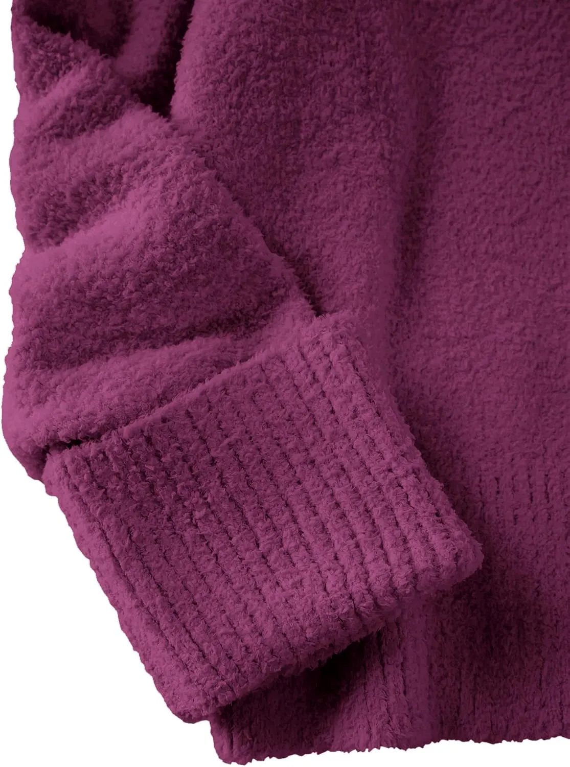 Vrtige Women's Oversized Sweater Fuzzy Chunky Knit V Neck Long Sleeve Warm Pullover Sweater