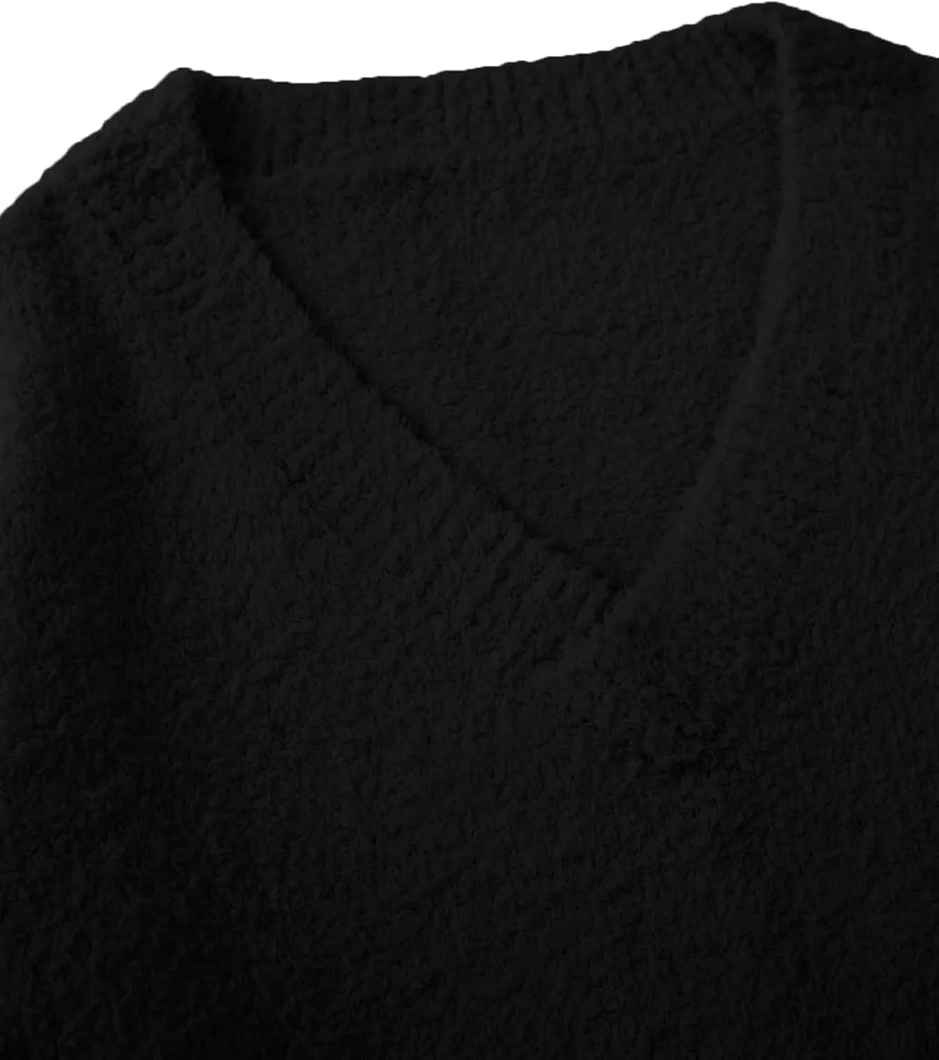 Vrtige Women's Oversized Sweater Fuzzy Chunky Knit V Neck Long Sleeve Warm Pullover Sweater