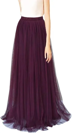 WDPL 3 Layers Soft Tulle Skirt Maxi Long Bridal Wedding Skirts for Women
