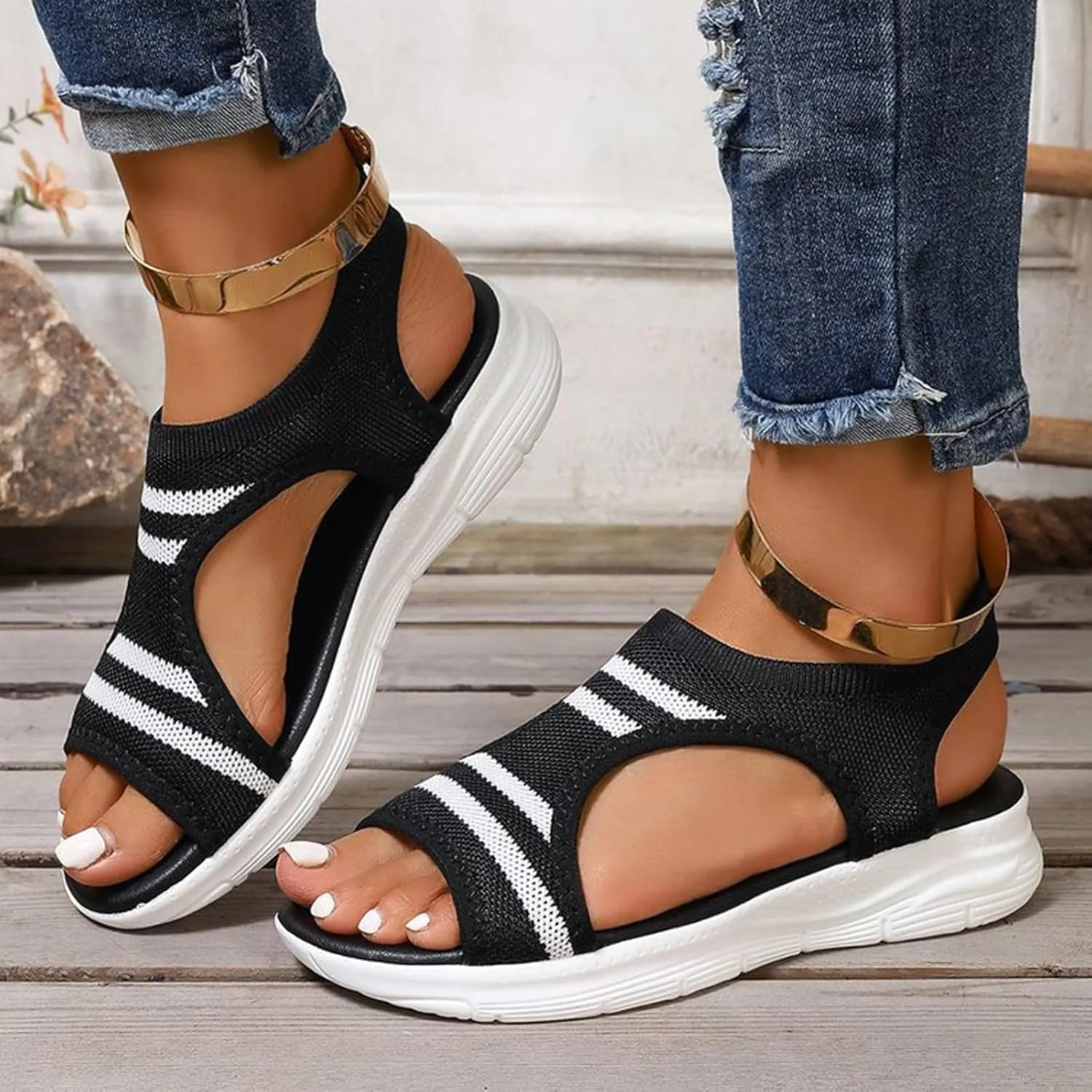 Wedges Shoes For Women Sandals With Arch Support Comfortable Sandals Women Flip Flops Rubber Sandals for Women Slide on