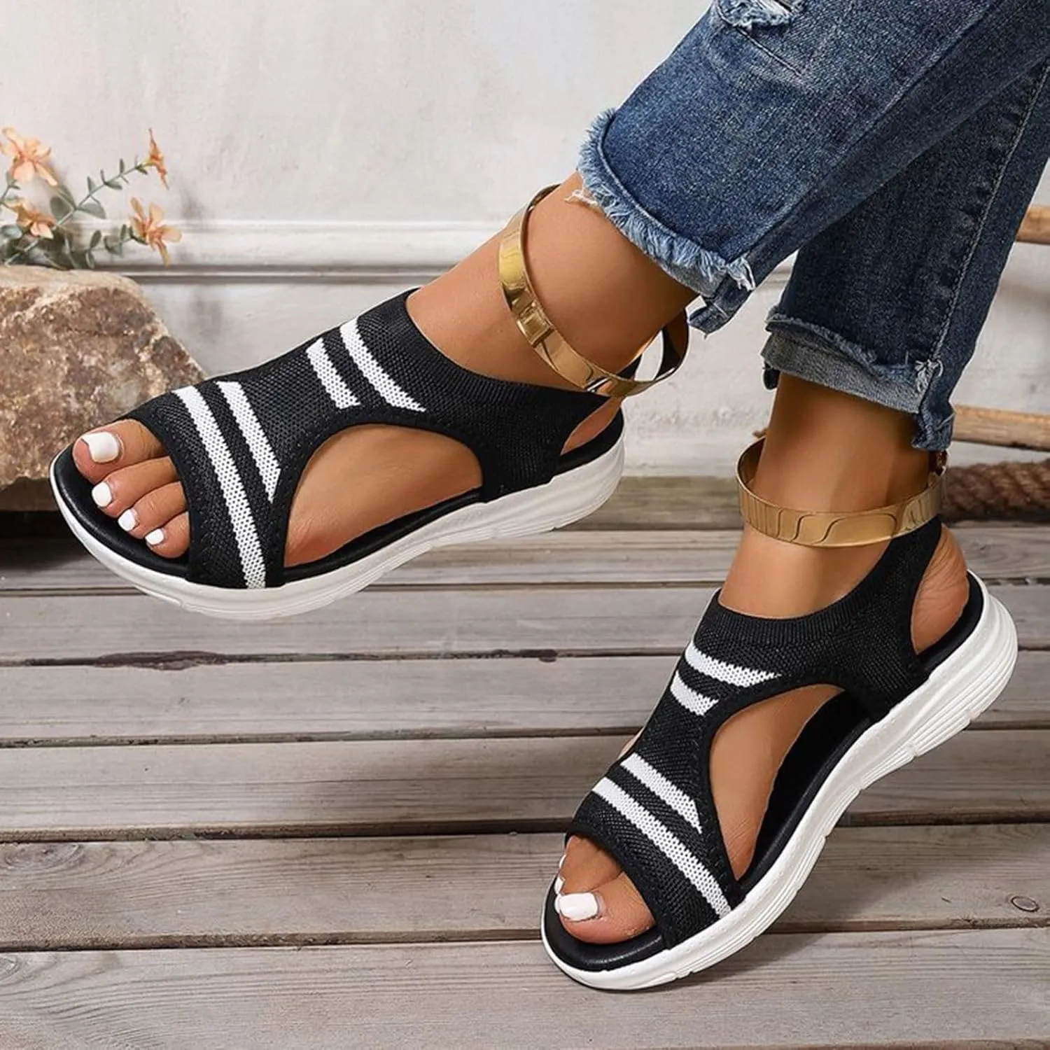 Wedges Shoes For Women Sandals With Arch Support Comfortable Sandals Women Flip Flops Rubber Sandals for Women Slide on