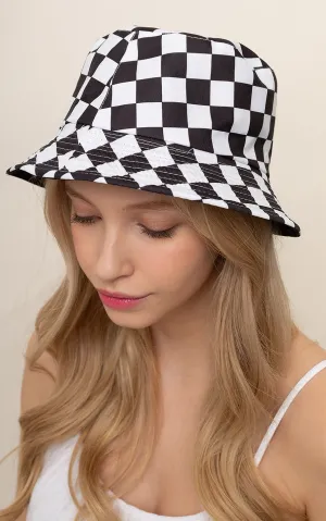 WHU110022 Checker Pattern Reversible Bucket Hat