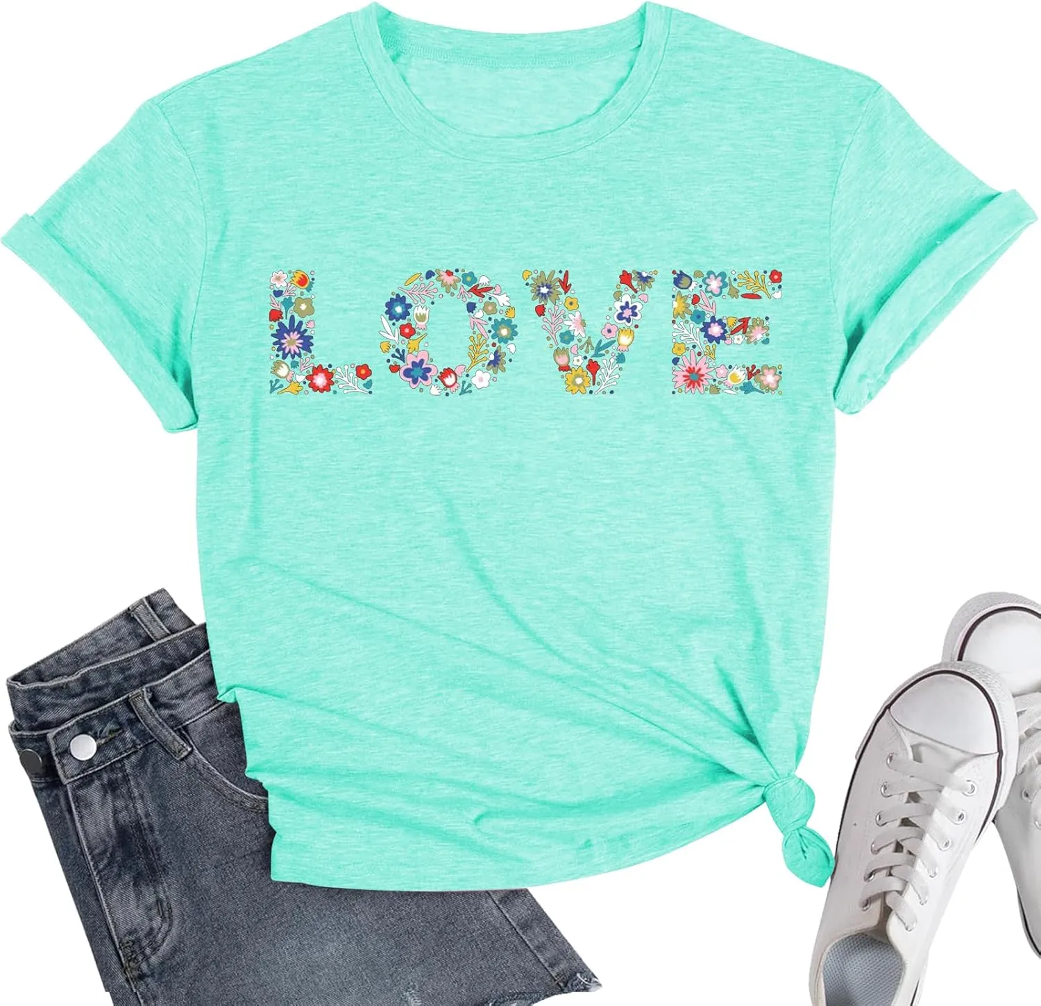 Wildflower Shirts Women Vintage Summer Flower Graphic Tees Cute Garden Plant Lover Tops