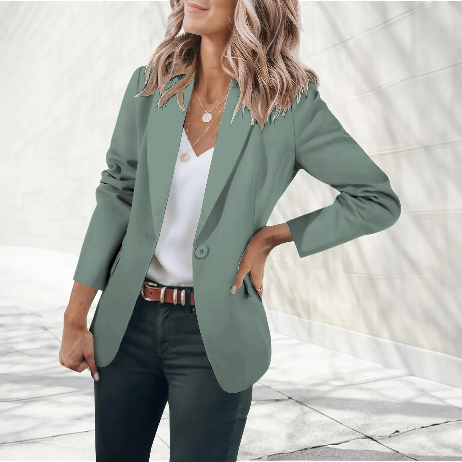 Women Blazers for Work Casual Open Front Long Sleeve Work Office Suit Jackets Lightweight Formal Business Blazer Coat
