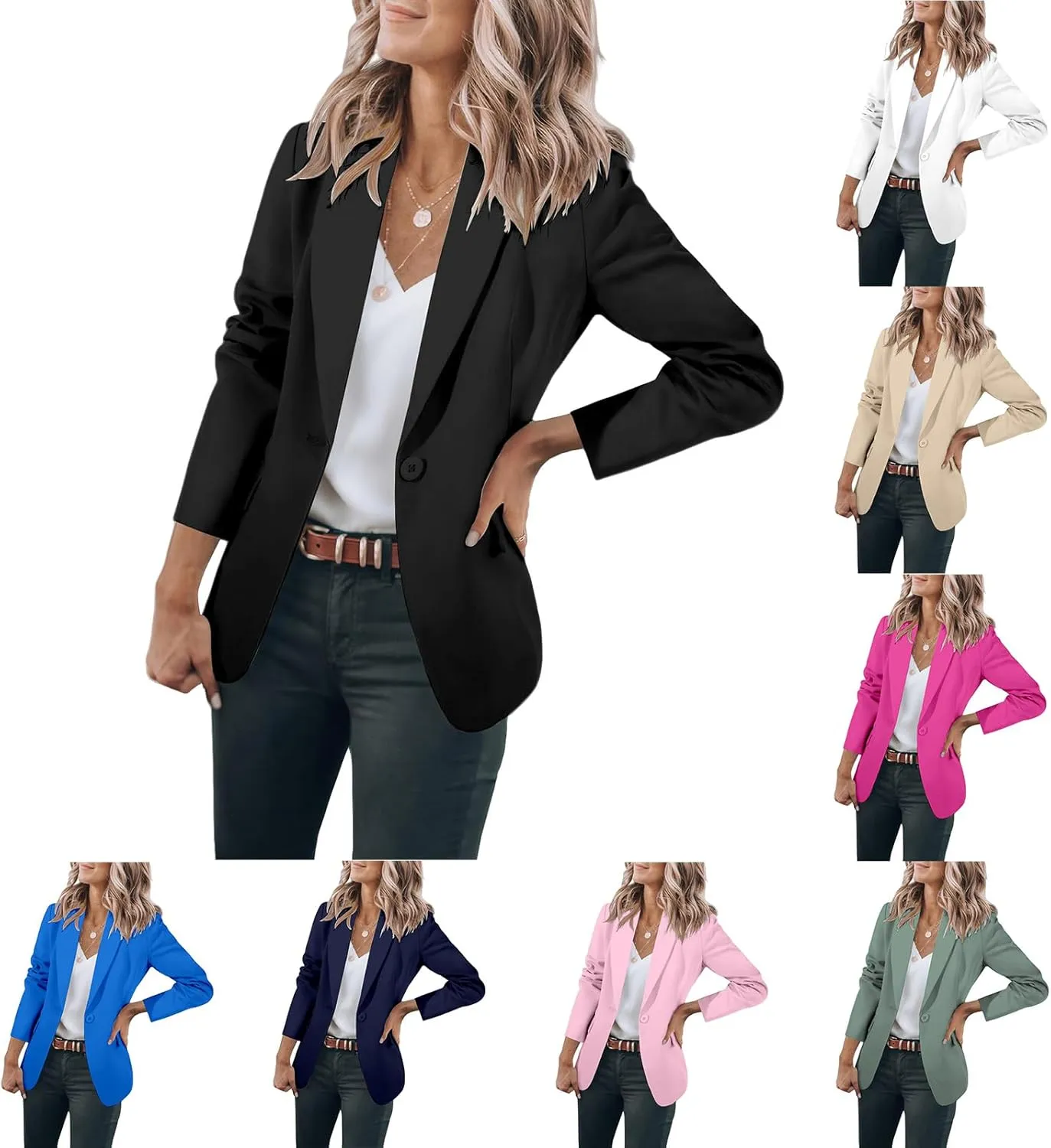 Women Blazers for Work Casual Open Front Long Sleeve Work Office Suit Jackets Lightweight Formal Business Blazer Coat