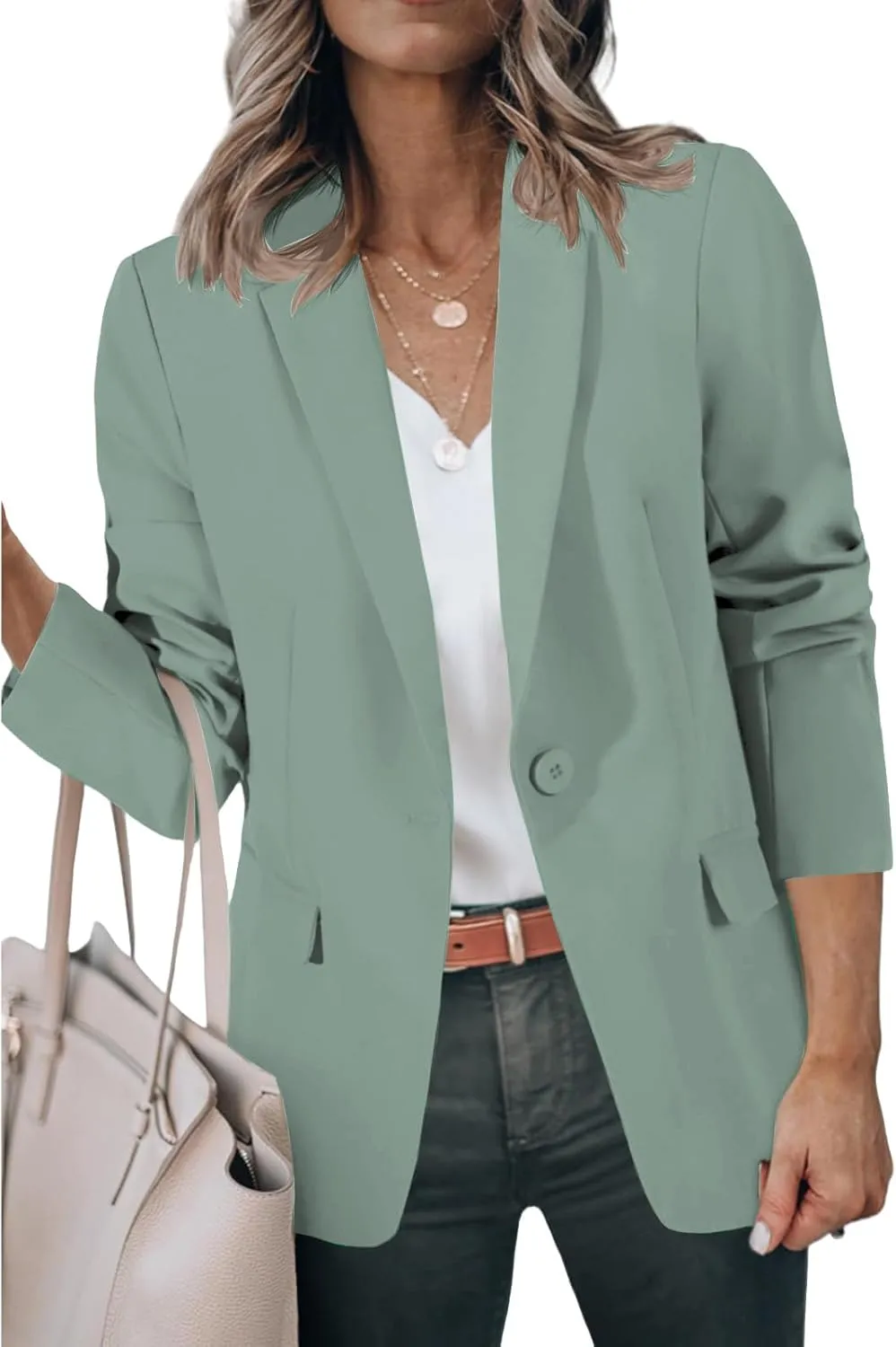 Women Blazers for Work Casual Open Front Long Sleeve Work Office Suit Jackets Lightweight Formal Business Blazer Coat