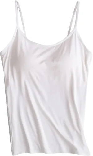 Women Camisoles Top with Built in Bra Adjustable Spaghetti Strap Yoga Tank Tops Basic Layer Camis Shirt 2025 Fashion