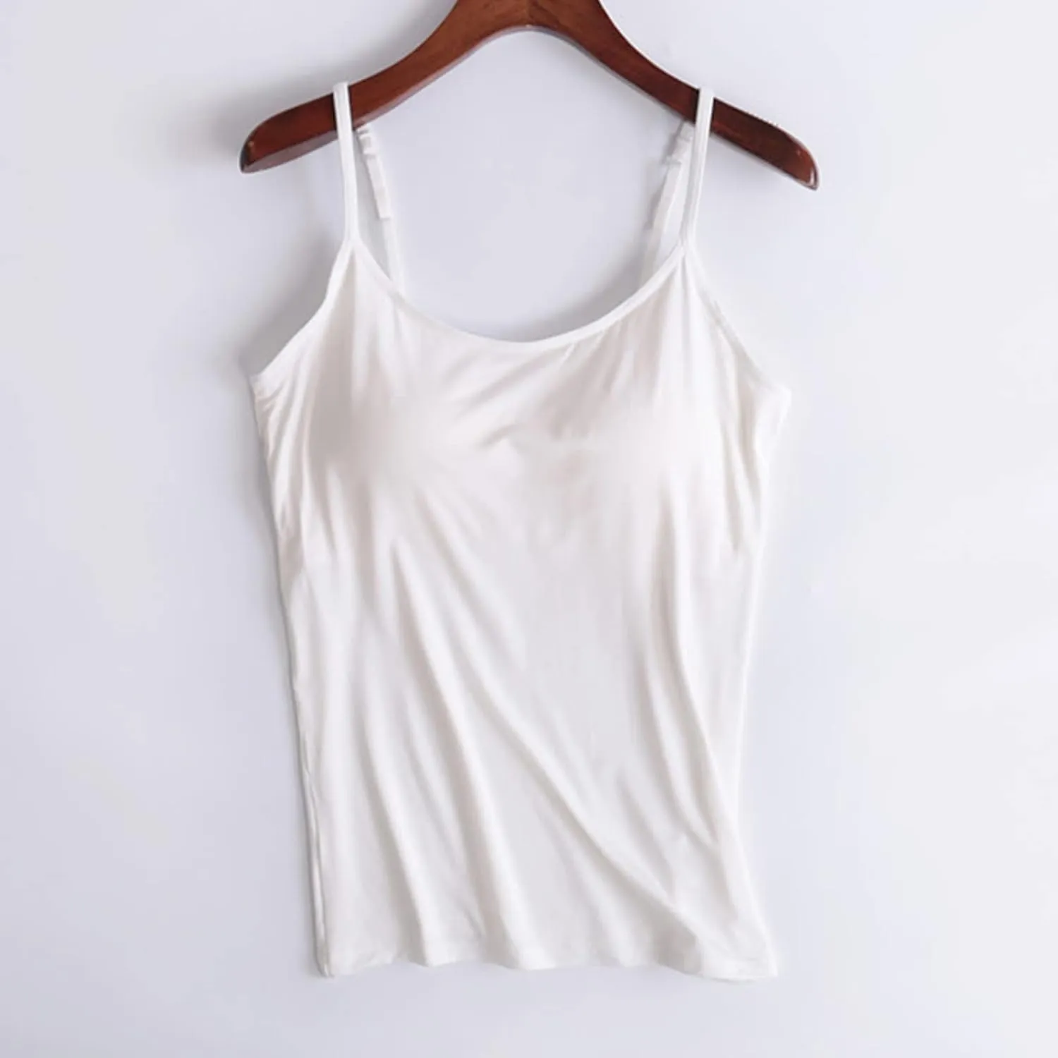 Women Camisoles Top with Built in Bra Adjustable Spaghetti Strap Yoga Tank Tops Basic Layer Camis Shirt 2025 Fashion