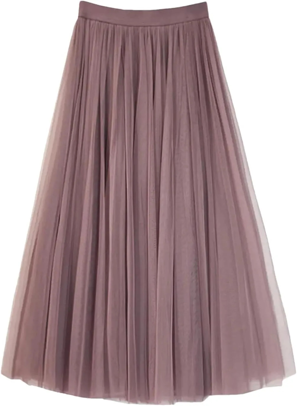 Women Casual High Waist Pleated Long Skirt Female Korean 3 Layers Midi Summer Tulle Skirt