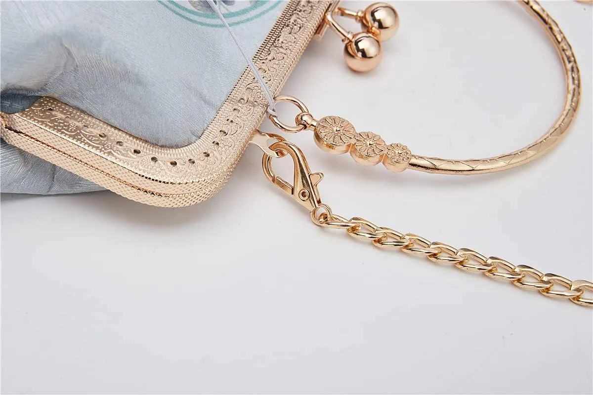Women Chinese Classical Embroidery Purse Vintage Embroidery Clutch Handag with Tassel and Pendant