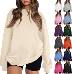 Women Crewneck Sweatshirts Trendy Loose Fleece Pullover Sweaters Casual Comfy Long Sleeve Hoodies Y2k Fall Clothes
