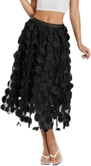 Women Fairy Tulle Midi Skirt High Waist Pleated Mesh Skirt Wedding Party Club Beach Long Tulle Tutu Skirts