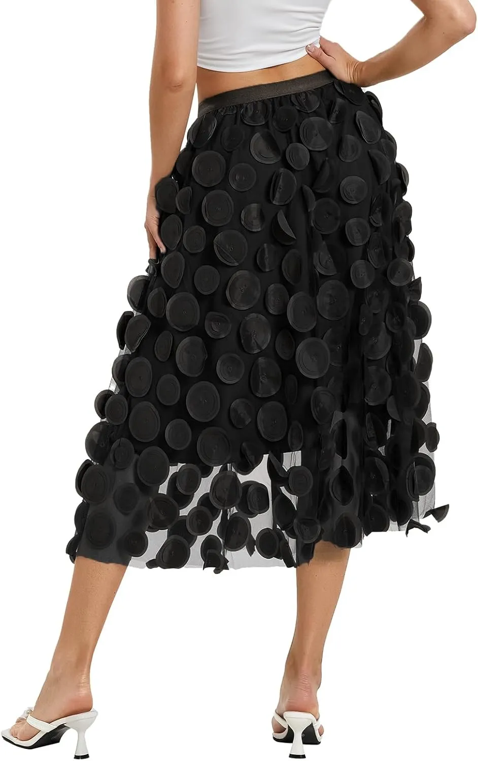 Women Fairy Tulle Midi Skirt High Waist Pleated Mesh Skirt Wedding Party Club Beach Long Tulle Tutu Skirts