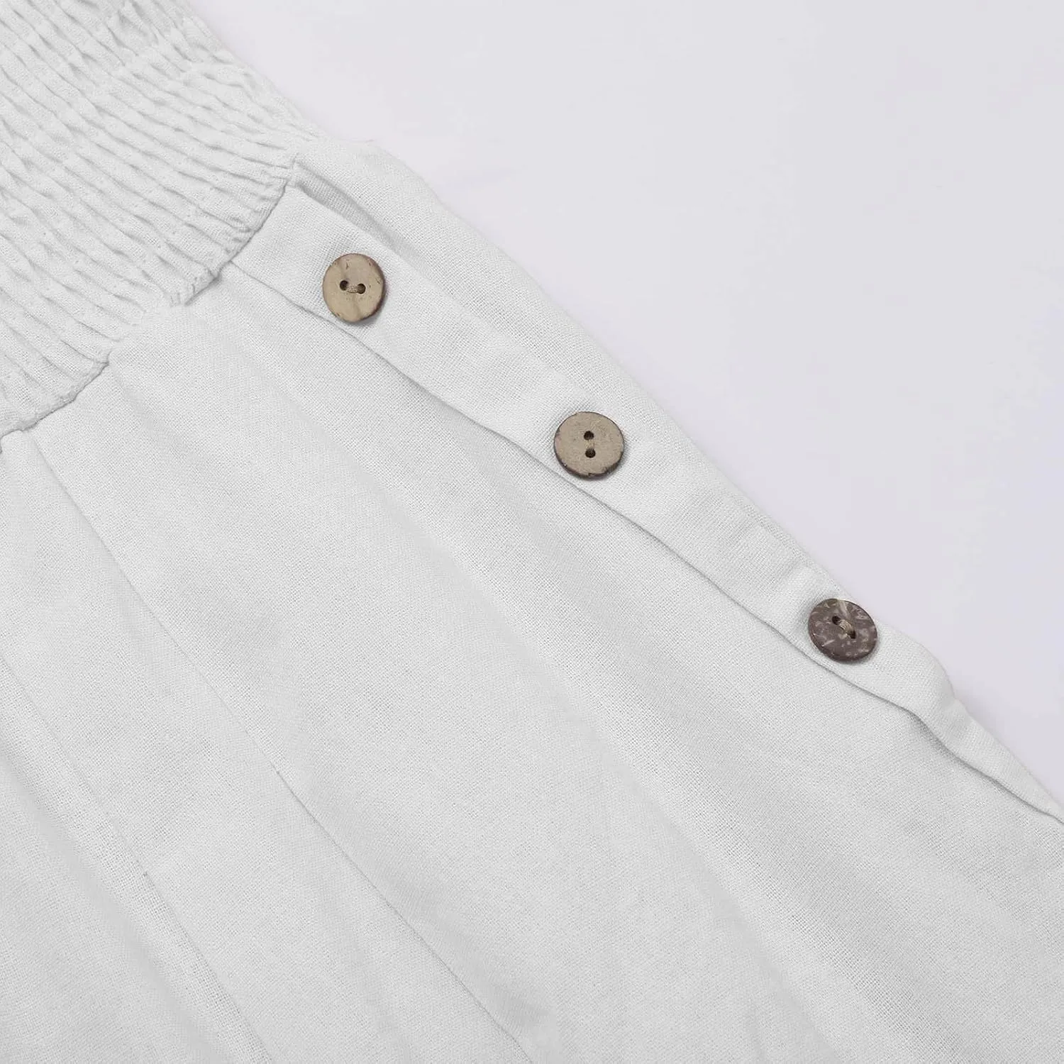 Women Linen Pants 2025 Summer Casual Loose Wide Leg Palazzo Pants Smocked High Waist Flowy Beach Trousers