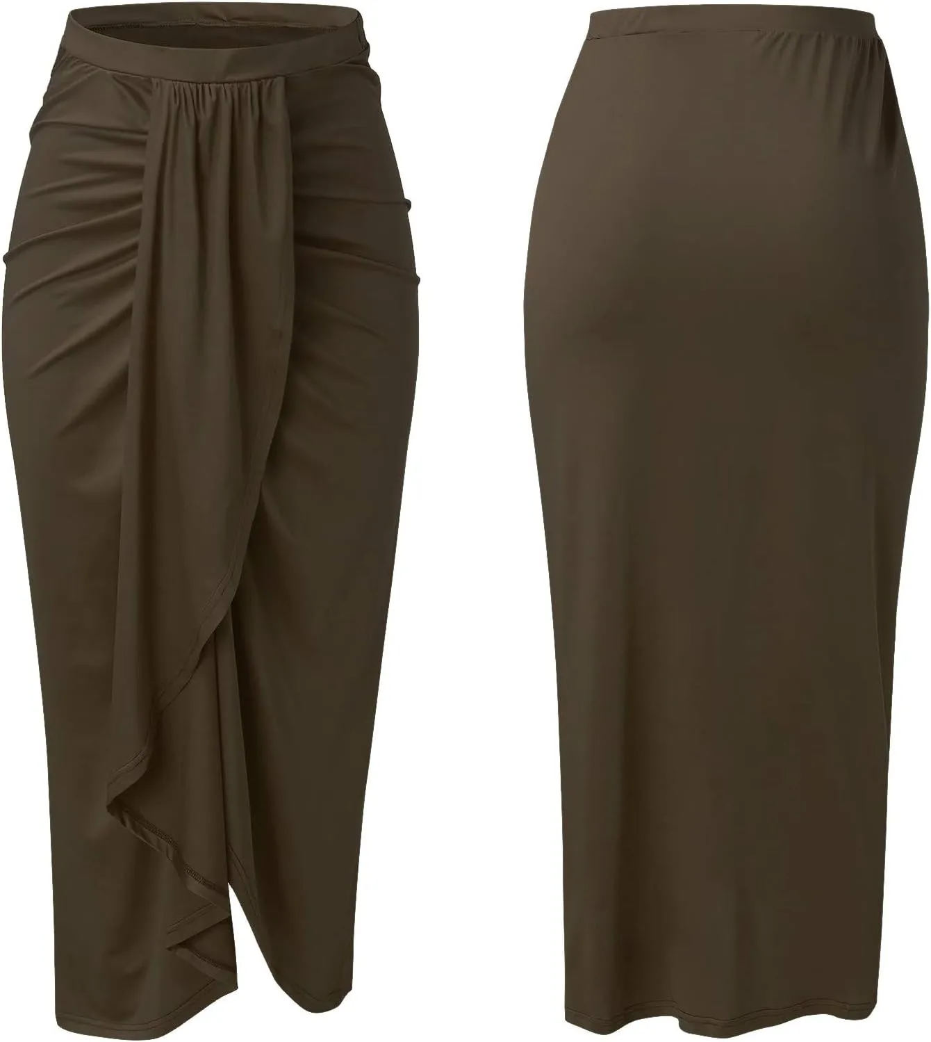Women Maxi Long Skirt Beach Skirt Maxi Solid Draped Slit High Elastic Women's Casual Skirt Wrap Tennis Skirt