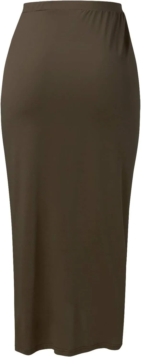 Women Maxi Long Skirt Beach Skirt Maxi Solid Draped Slit High Elastic Women's Casual Skirt Wrap Tennis Skirt