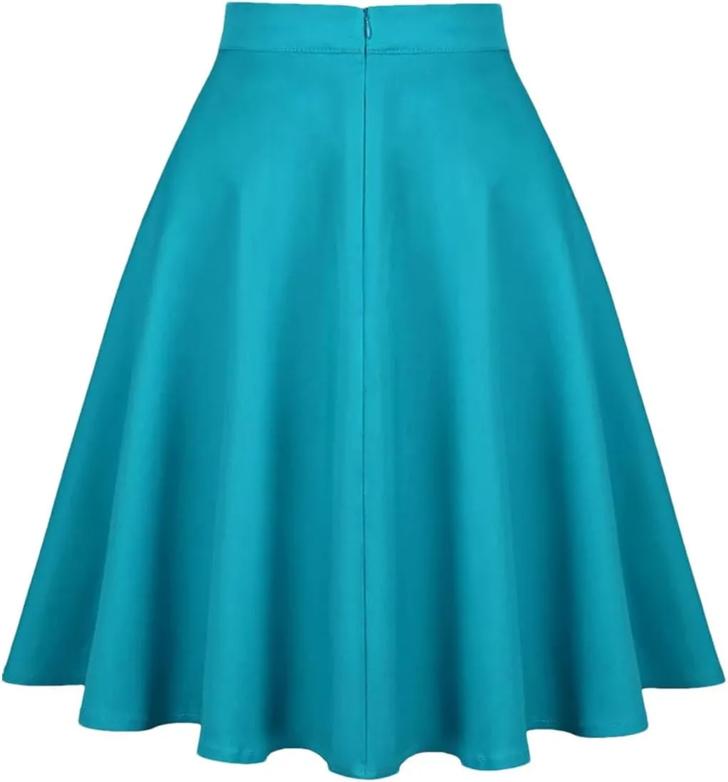 Women Pleated Skirts High Waist Party Casual A Line Vintage Swing Skirts
