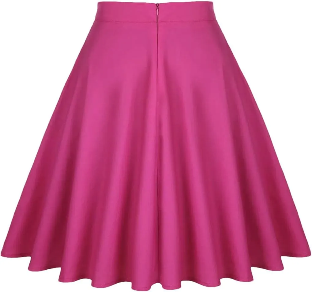 Women Pleated Skirts High Waist Party Casual A Line Vintage Swing Skirts