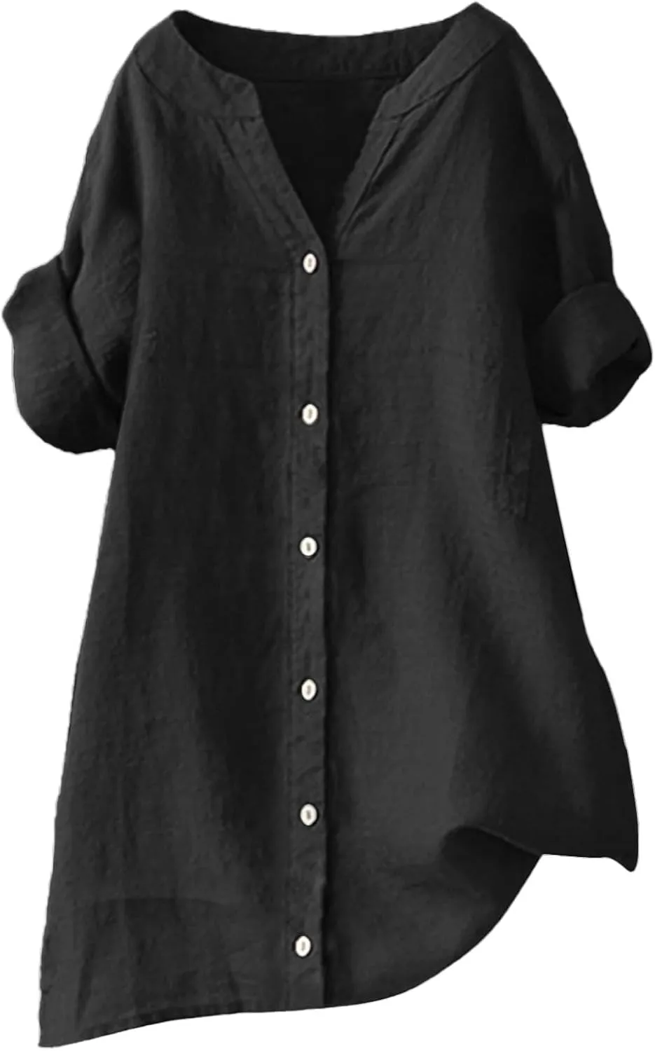 Women Solid Shirt Linen Cotton Long Sleeve Plain Color Blouse Casual Outdoor Activities Stylish Comfortable Tops
