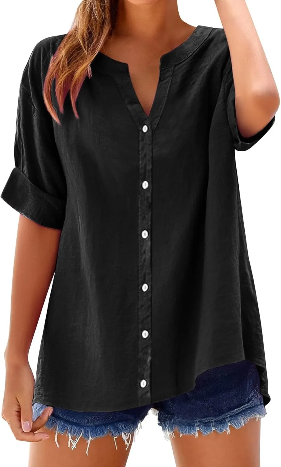 Women Solid Shirt Linen Cotton Long Sleeve Plain Color Blouse Casual Outdoor Activities Stylish Comfortable Tops