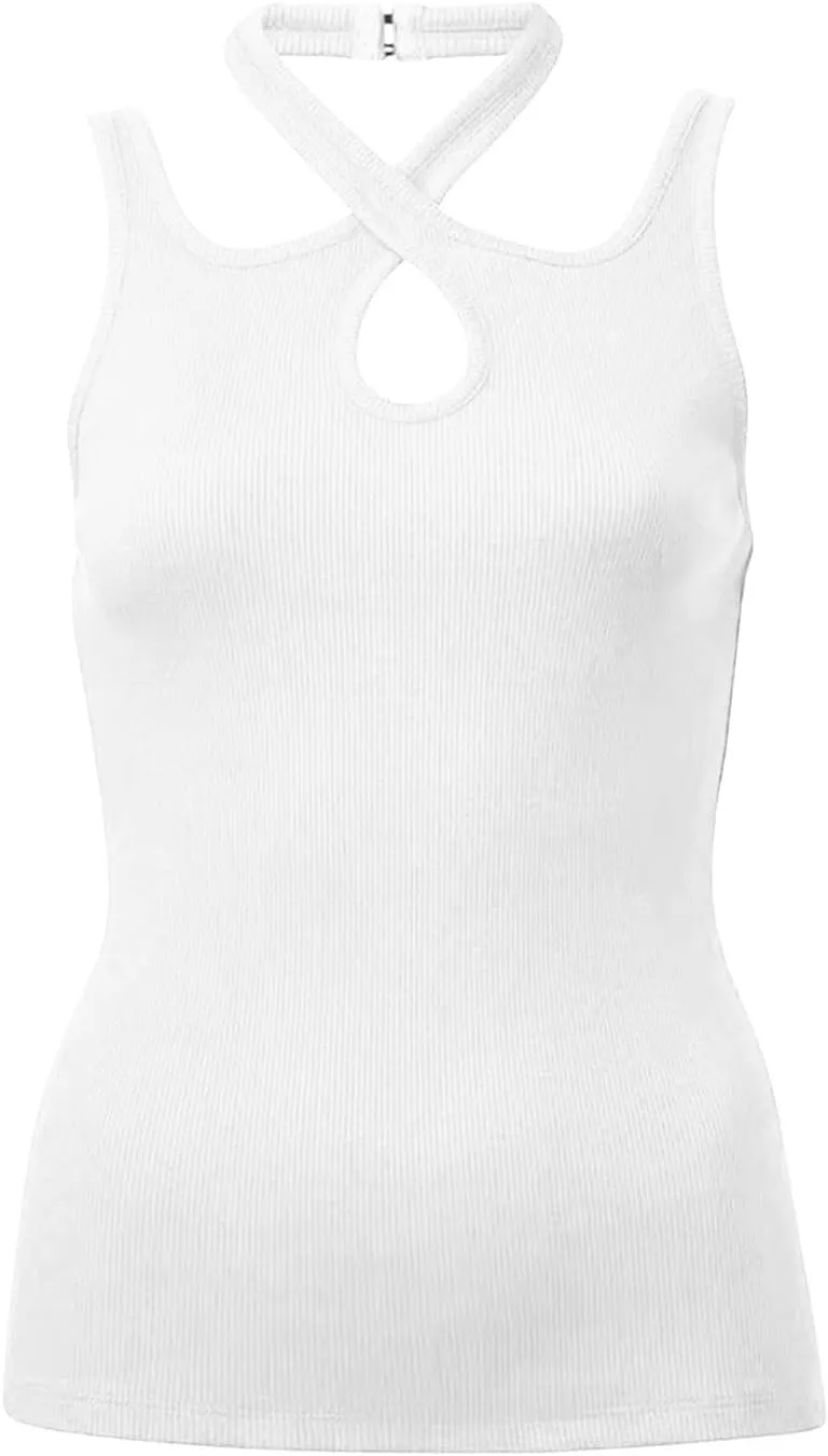 Women Spaghetti Strap Scoop Neck Fashion Casual Top Racerback Athletic Spandex Yoga Camisole Women Spaghetti Strap