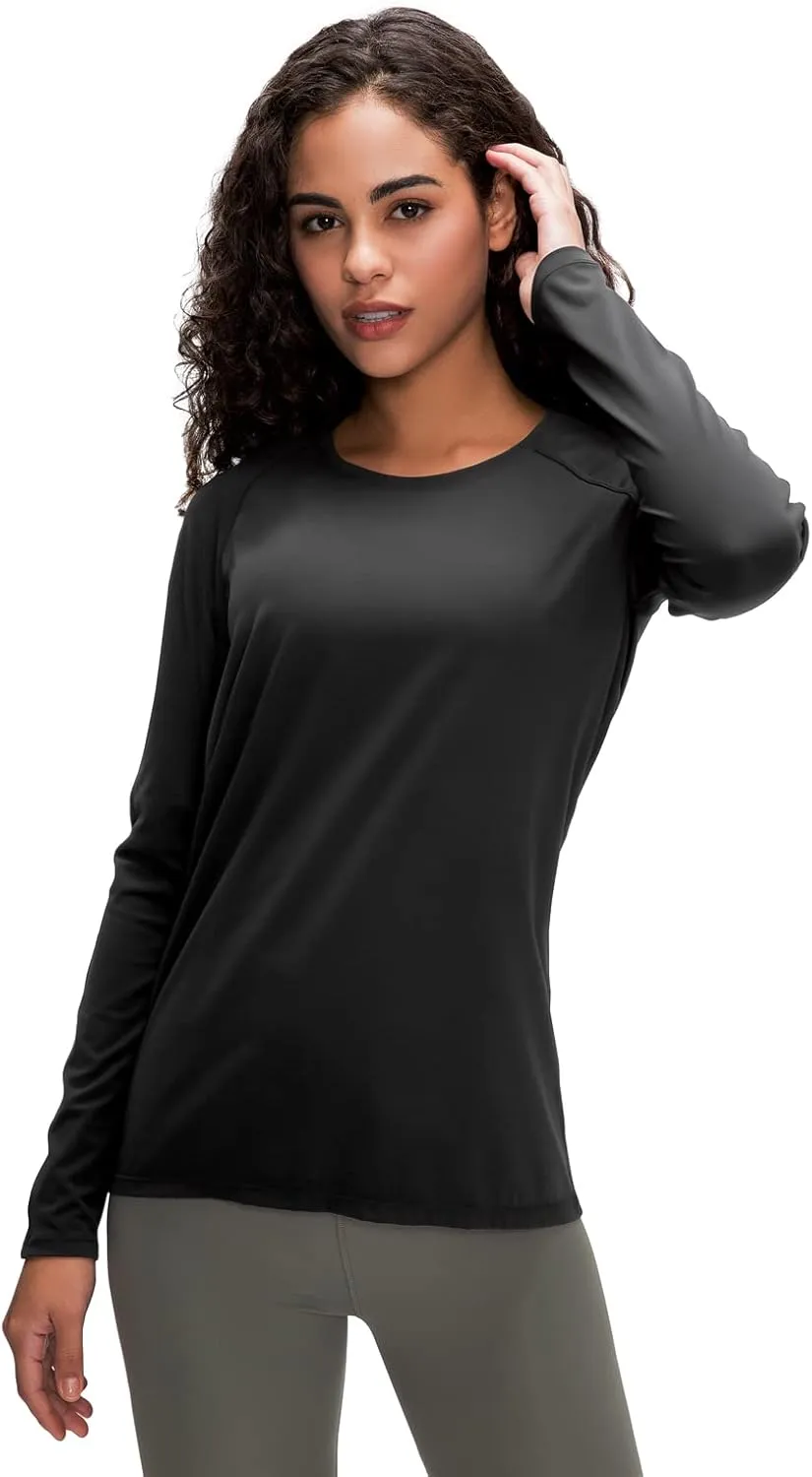 Women's 3 Pack Long Sleeve Workout Running Shirts, UPF 50  Sun Protection Shirts, Athletic Exercise Gym Yoga T-Shirts Tops