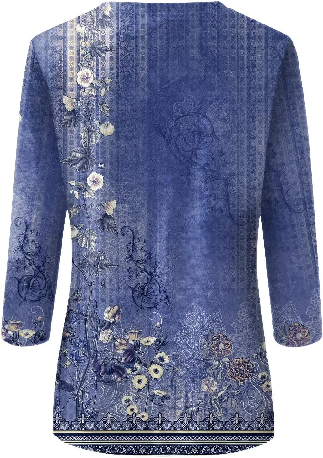 Womens 3/4 Sleeve Tops Womens Blouses Dressy Casual Loose Floral Print Pullover Tops Fall Fashion 2024